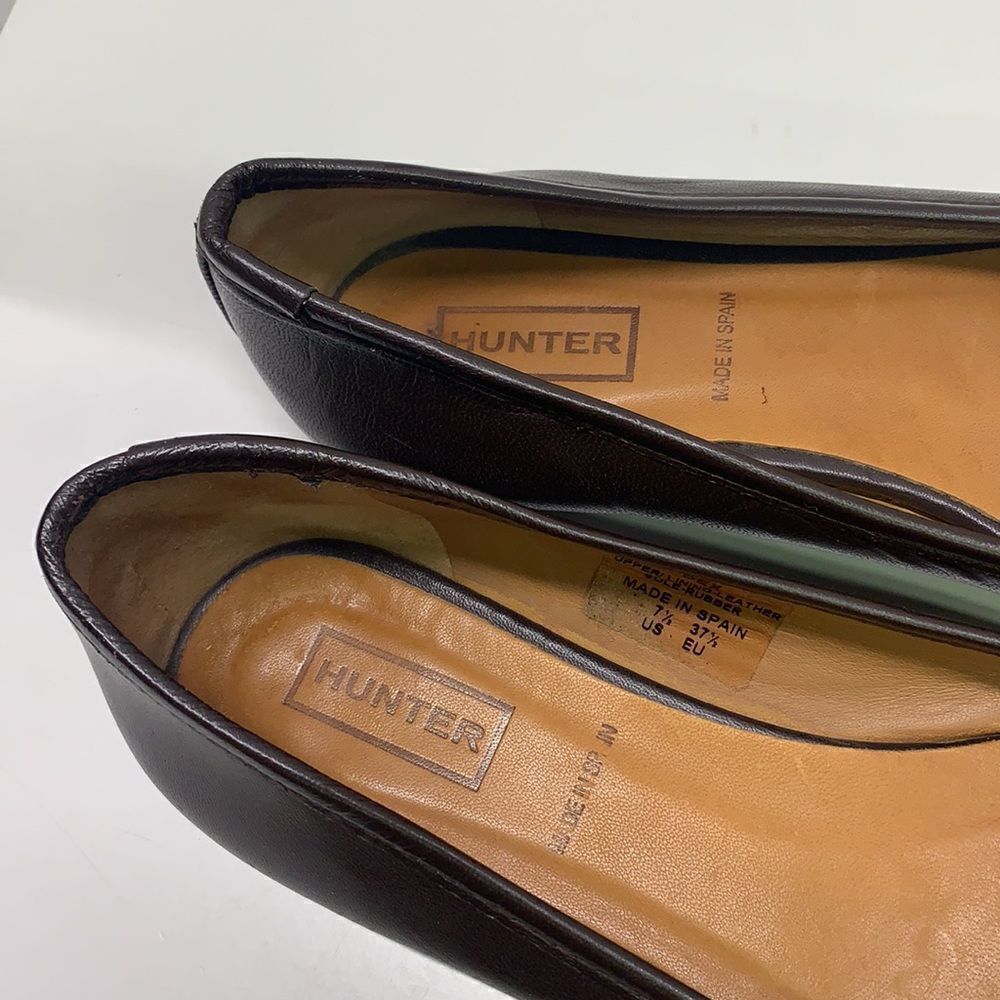 Hunter Dex Ballet Flat Slip On Shoes Dark Brown Leather Bow Size 37.5 | 7.5 - Picture 5 of 11